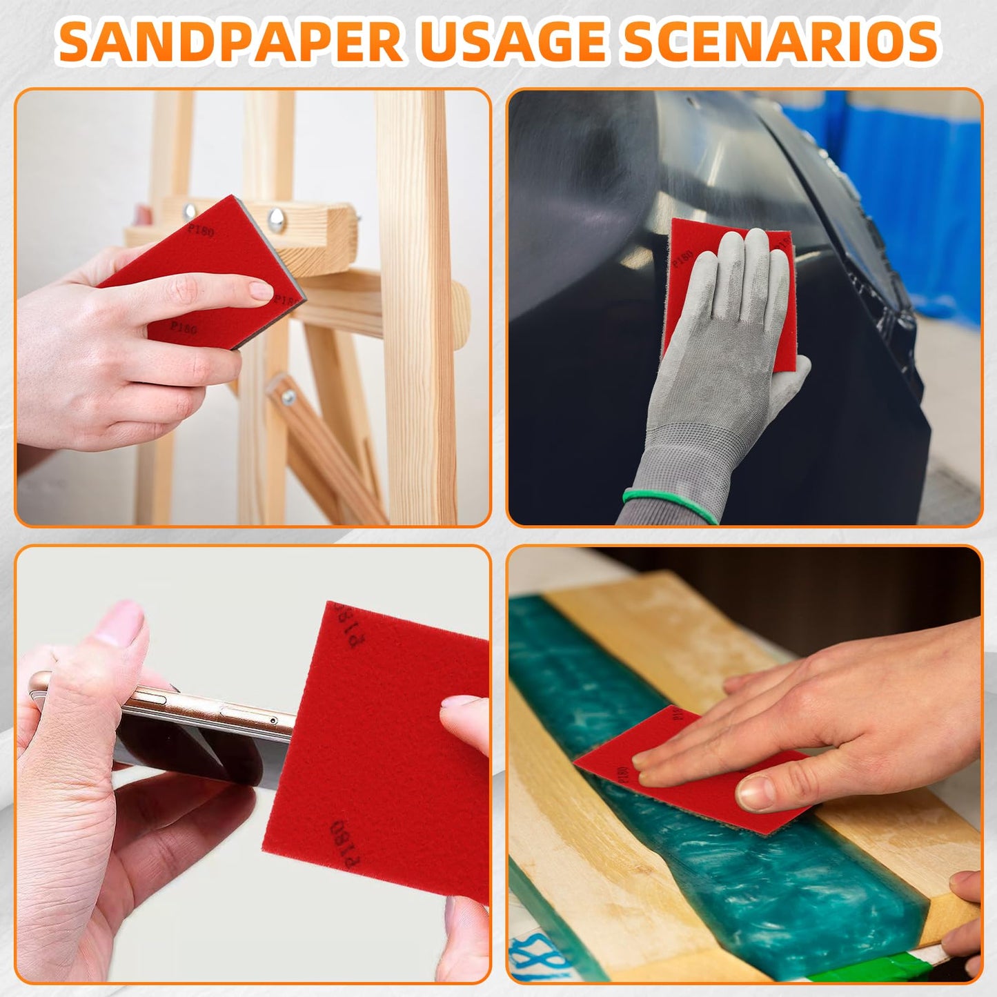 KACNON 20Pcs 180-3000 Grit Sanding Sponge Set (180/320/400/600/800/1000/1200/1500/2000/2500/3000) - Ultra Fine Sanding Sponges Pads with Brush - Soft Foam Sanding Block Dry Wet Sandpaper Assortment