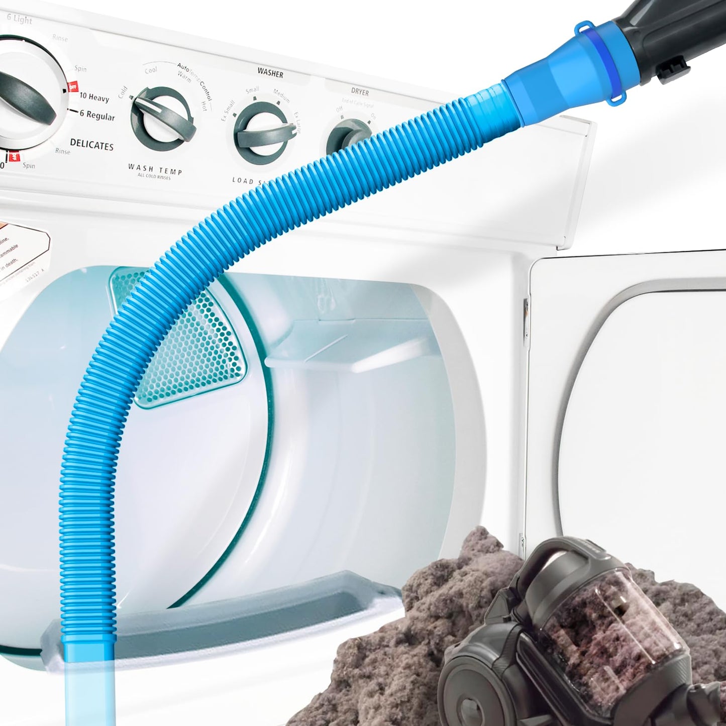 Holikme Dryer Vent Cleaner Kit - Vacuum Hose Attachment and Clothes Dryer Lint Vent, Sky Blue