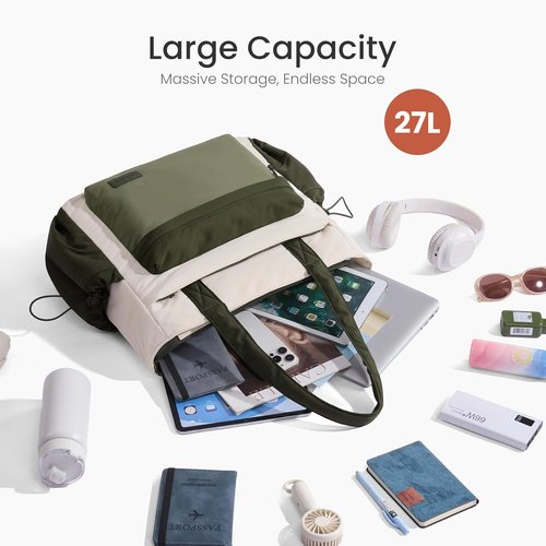 LOVEVOOK Puffer Tote Bag for Women - Versatile Travel Handbag with Zipper & Compartments | Ideal for Work, Gym, Daily Use