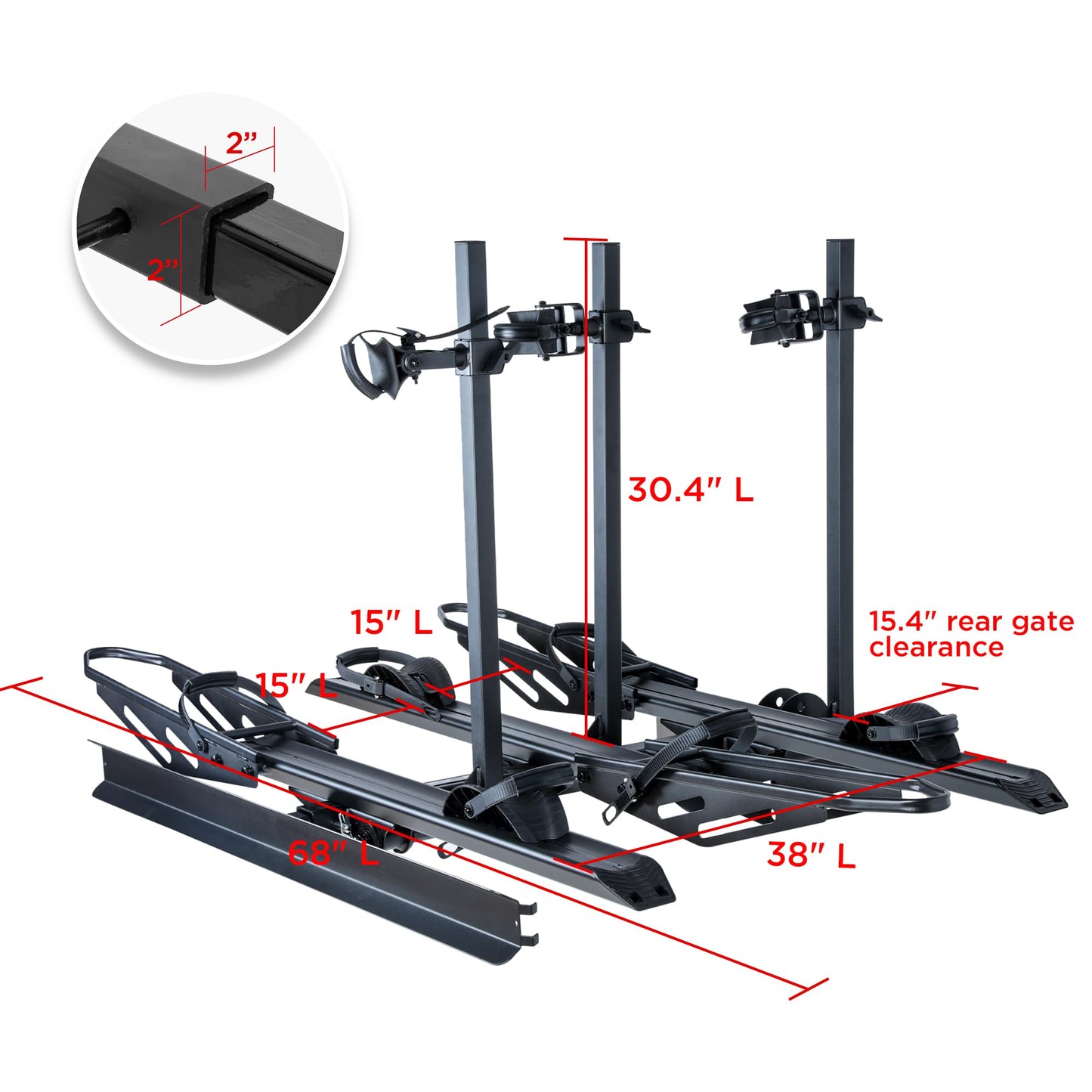 YOUNG ELECTRIC 250LBS. Capacity Foldable Aluminum 3-Ebike Rack with Ramp for Car SUV RV Truck Trailer and Van, 2 Inch Receiver