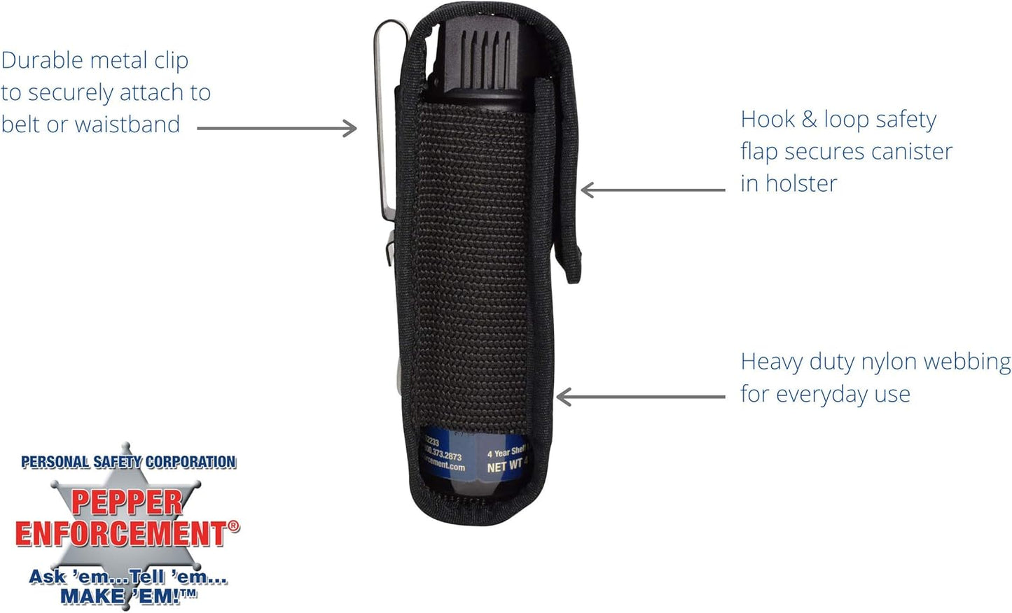 Pepper Spray 4 oz. - Maximum Police Strength OC Formula with Belt Clip Holster for Self Defense
