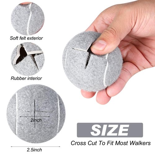CXWUZH Precut Walker Tennis Balls Heavy Duty Tennis Balls for Walkers Pre Cut for Seniors Chairs for Furniture Legs and Floor Protection 4 Pcs