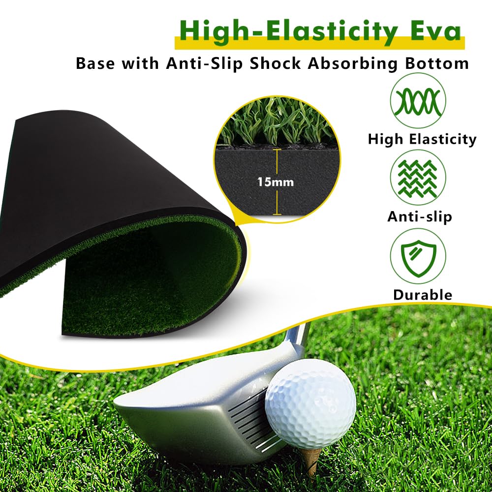 Newmkr Thickened Golf Mat-31mm, 5x4ft Golf Hitting Mats Practice Outdoor/Indoor, Heavy-Duty Commercial Grade Synthetic Turf Training Mat for Simulators/Garage/Backyard/Driving Range Swing and Chipping