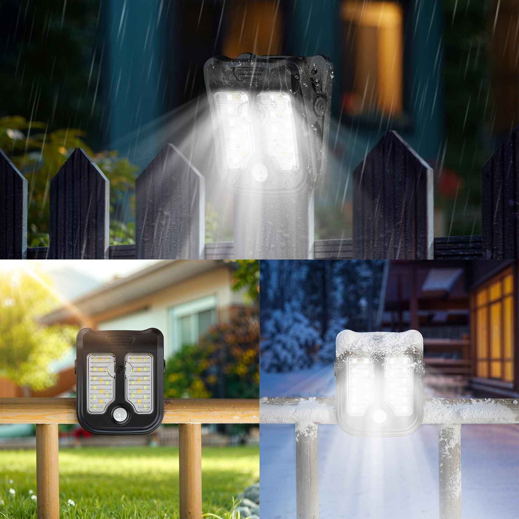 Tryme Small Solar Lights for Chain Link Fence, Outdoor Motion Sensor Clip-on Solar Lights for Garden, Gate, Deck, Step, Patio, Camping, Waterproof, 2 Pack
