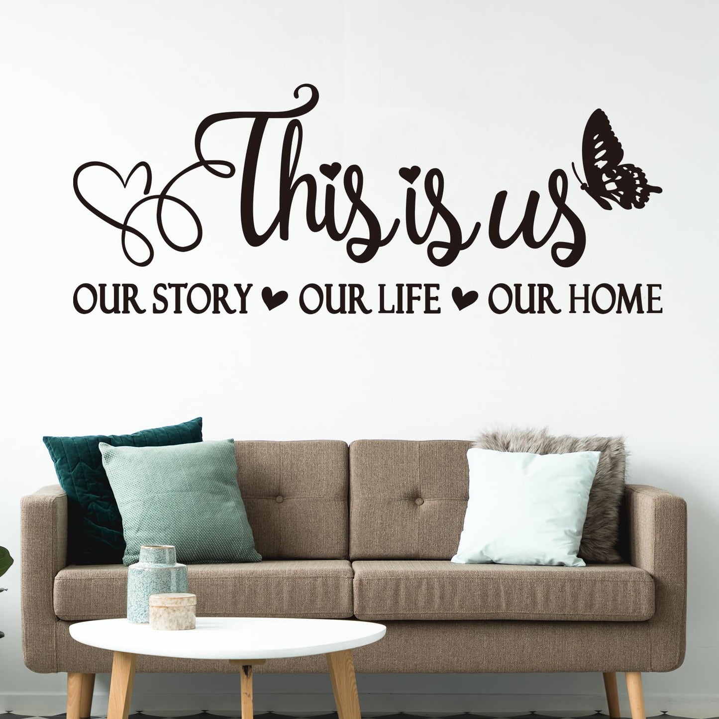 Inspirational Family Quotes Wall Stickers: Home Vinyl Art Wall Decals for Living Room Kitchen - This is Us Our Story Our Life Our Home 23" X 9"