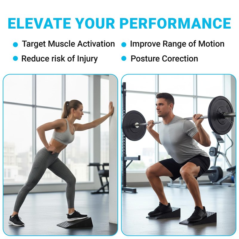 Uwaomah.Squat wedge, pack of 2, 1500 LBS Capacity, 1" & 2" Heel Elevated Squat wedge block of calf stretching & Physical Therapy, Foot Workout Wedge, Ankle Mobility, Portable Heavy Duty Blocks
