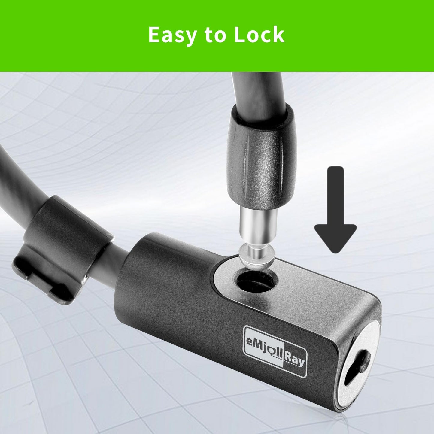 eMjollRay Electric Scooter Lock 4FT 12mm Heavy Duty Anti Theft Coiled Cable Lock with Mounting Bracket, Keyed Security for E-Scooter, Bike, Ebike, Motorcycle