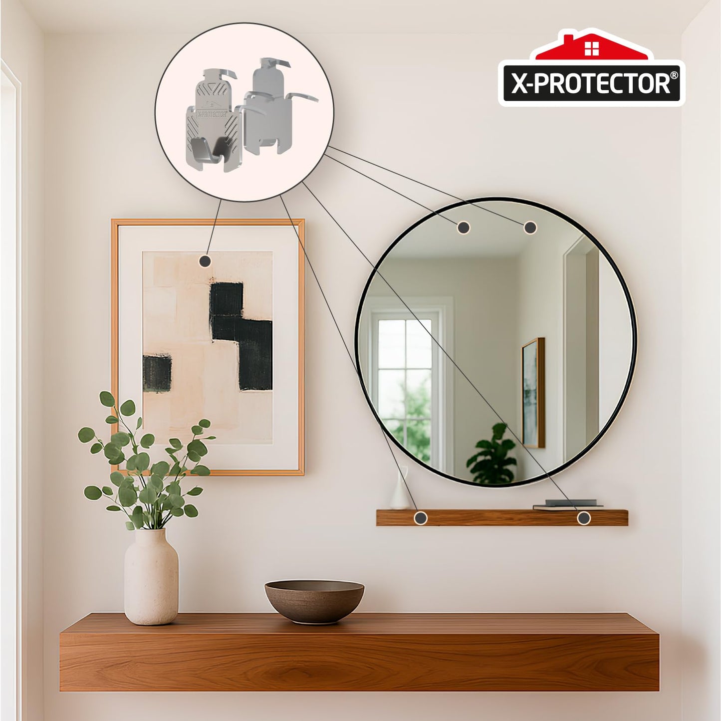 X-Protector 20 lb. Drywall Picture Hangers - 20 PCS of Heavy Picture Hanging Hardware - Compact Wall Hanging Kit - Metal Frame Hangers - Ideal Hooks for Heavy Objects Including Mirrors on The Wall!