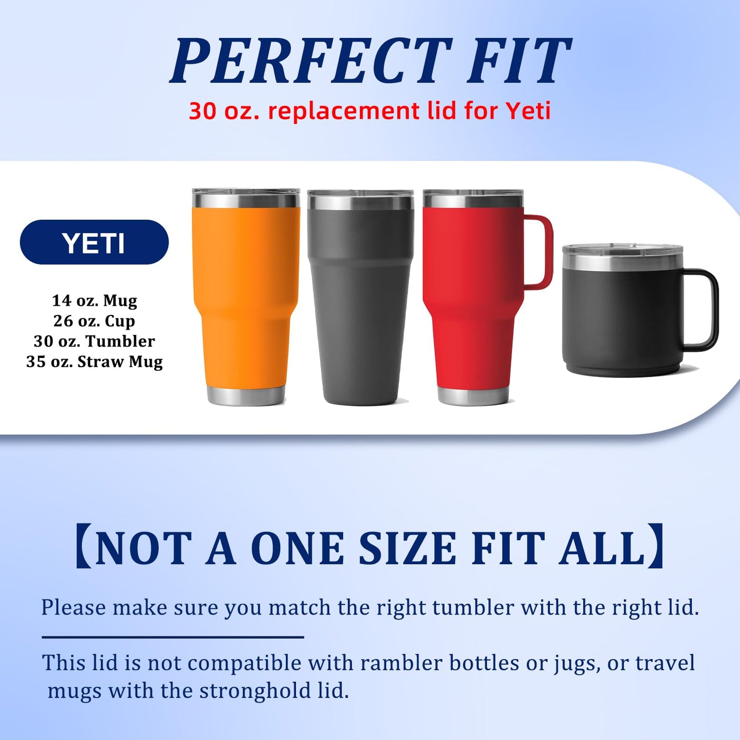 2 Pack 30 oz Yeti Tumbler Lids, Replacement Tumbler Lids for Yeti 30 oz Tumbler, 14 oz Mug, 26 oz Cup, 35 oz Straw Mug, Magnetic Slider Switch, Splash Proof Coffee Cup Cover Lids, BPA Free
