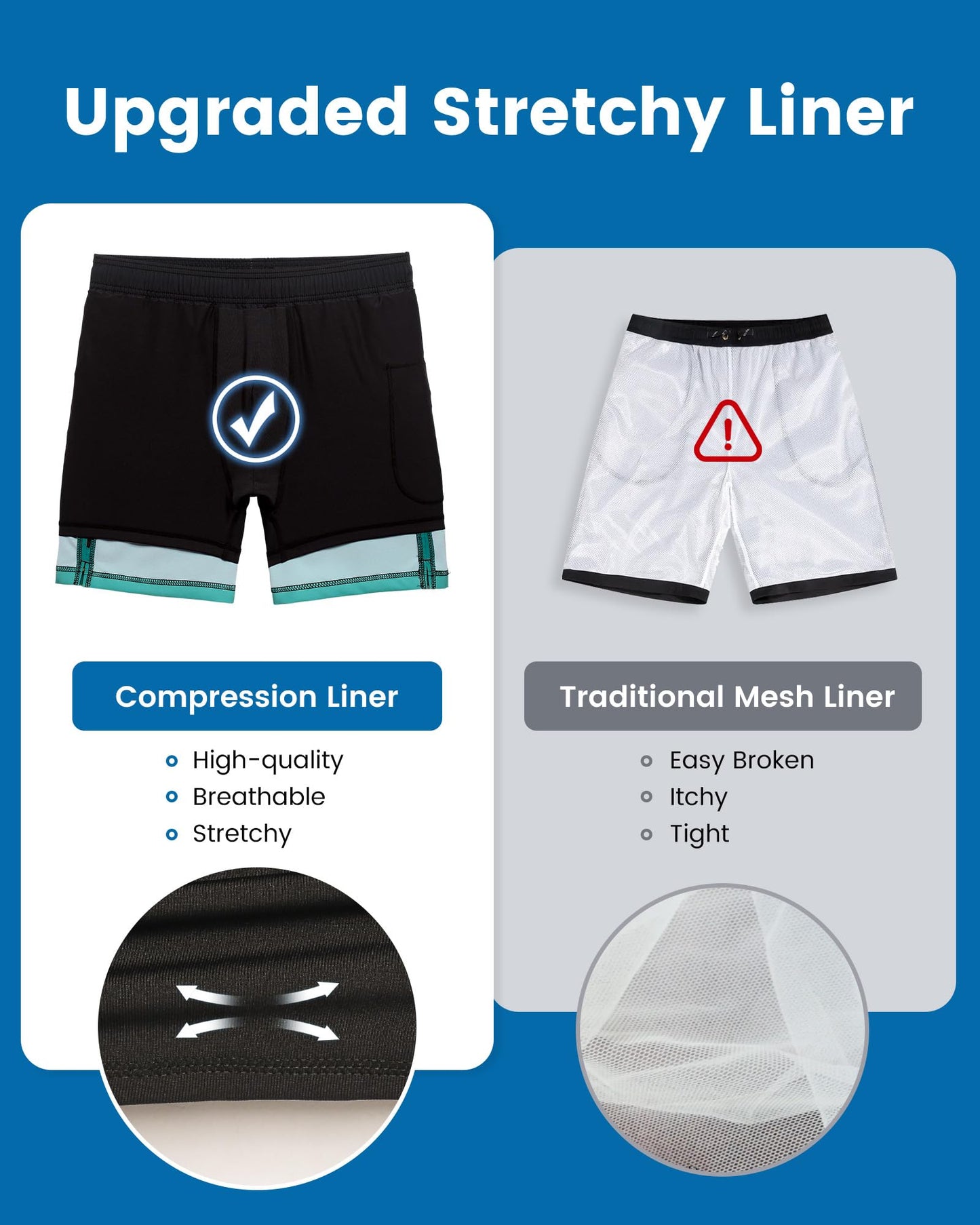 maamgic 2 in 1 Mens Swim Trunks 7 Inch Swim Shorts Swim Suits Board Shorts Gradual Green Black M