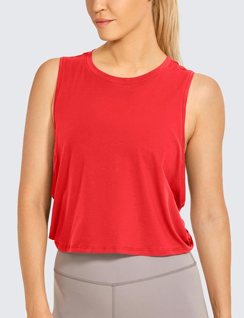 CRZ YOGA Pima Cotton Tank Top for Women - Loose Fit Sleeveless Athletic Shirt for Yoga & Gym