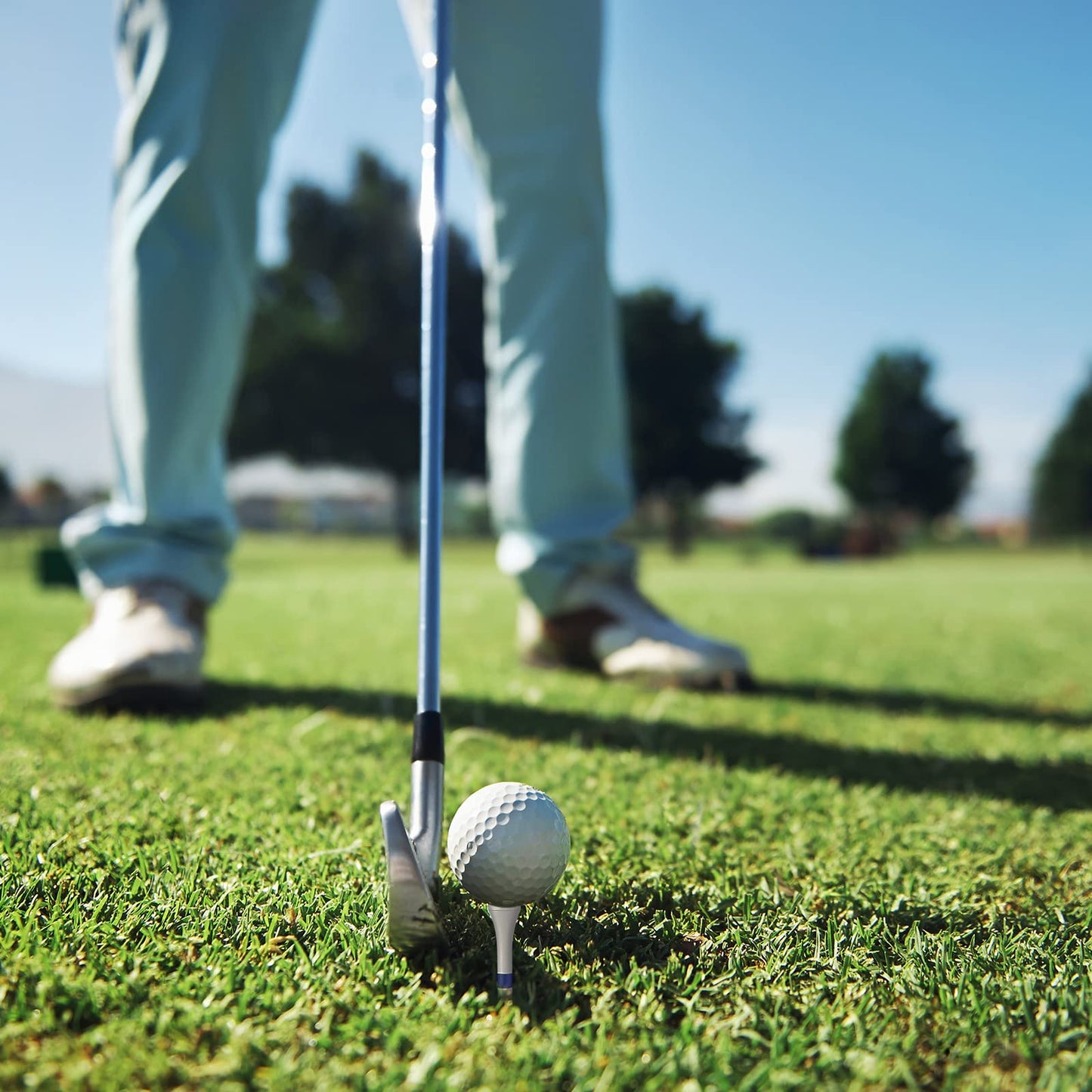 Sosation 200 Pieces Bamboo Golf Tees 3-1/4'' Inch Wooden Golf Tees Reduce Friction and Side Spin(White and Blue)