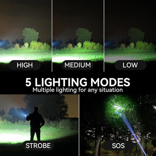 TIMSUMR Rechargeable Flashlights 90,000 High Lumen, 2 Pack Super Bright LED Flashlight with 5 Modes, High Powered Flash Light for Home, Camping, Outdoor