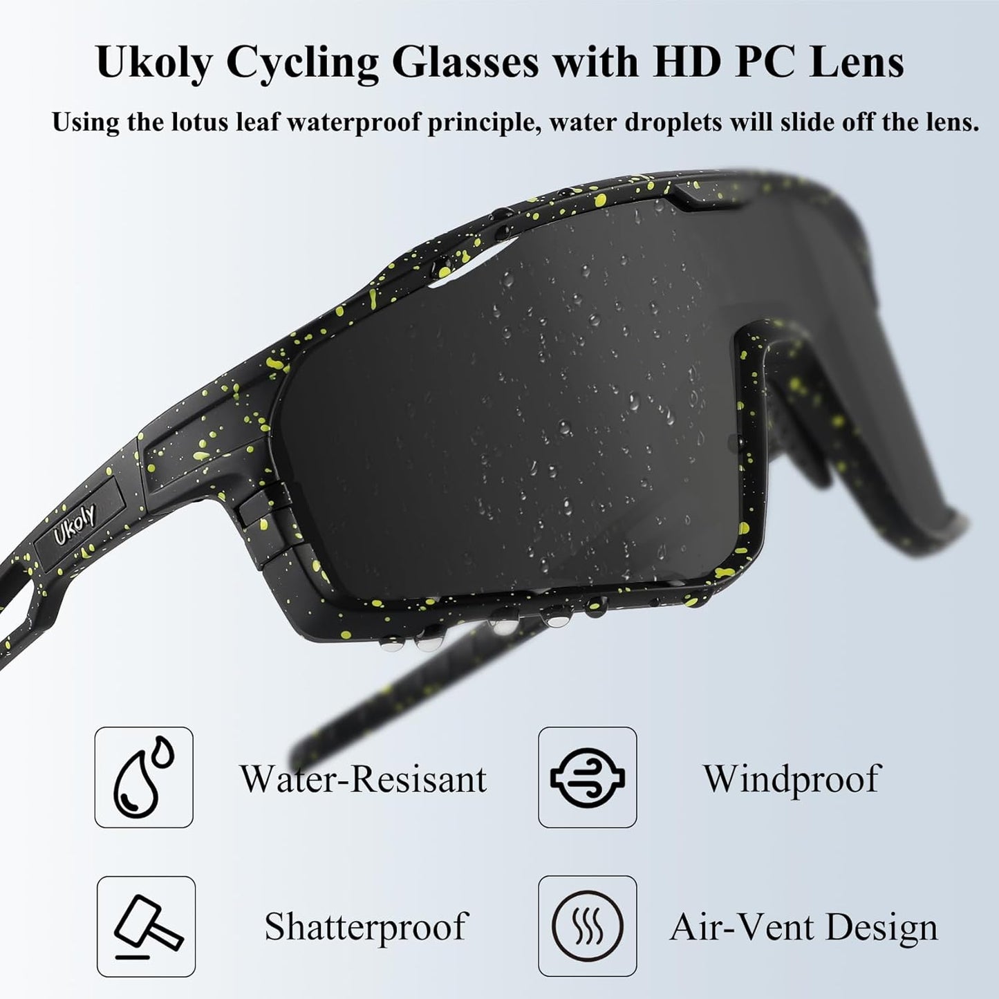 Ukoly Cycling Sunglasses - HD UV400 Sports Glasses for Men & Women | Ideal for Running, Baseball, Fishing & Golf