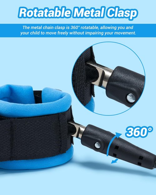Dr.meter Toddler Leash - 2 Pack Safety Anti-Lost Wrist Link with Key Lock | Reflective Child Harness, 8.2ft Blue & 4.92ft Orange