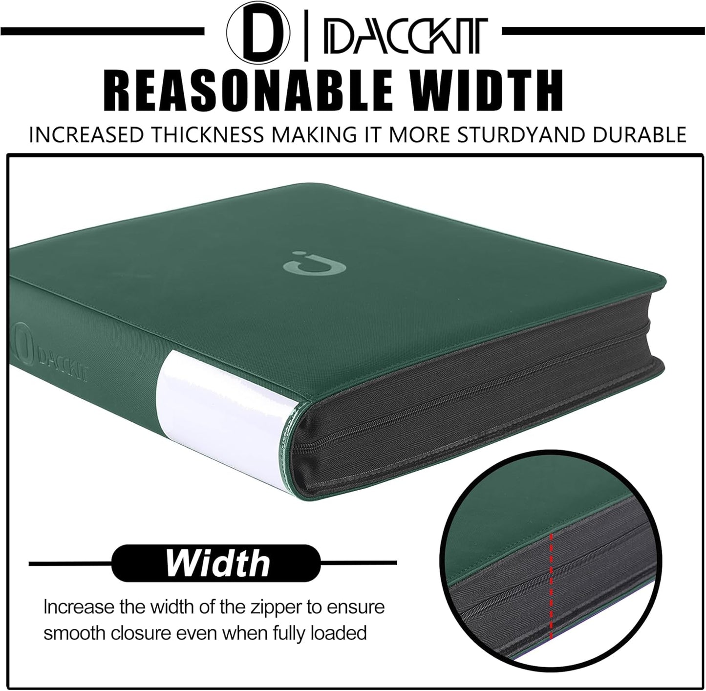 Premium Card Binder - 12 Pocket Design Fits 1200 Cards | Ringless with Sleeves for Trading & Sports Cards - Blackish Green