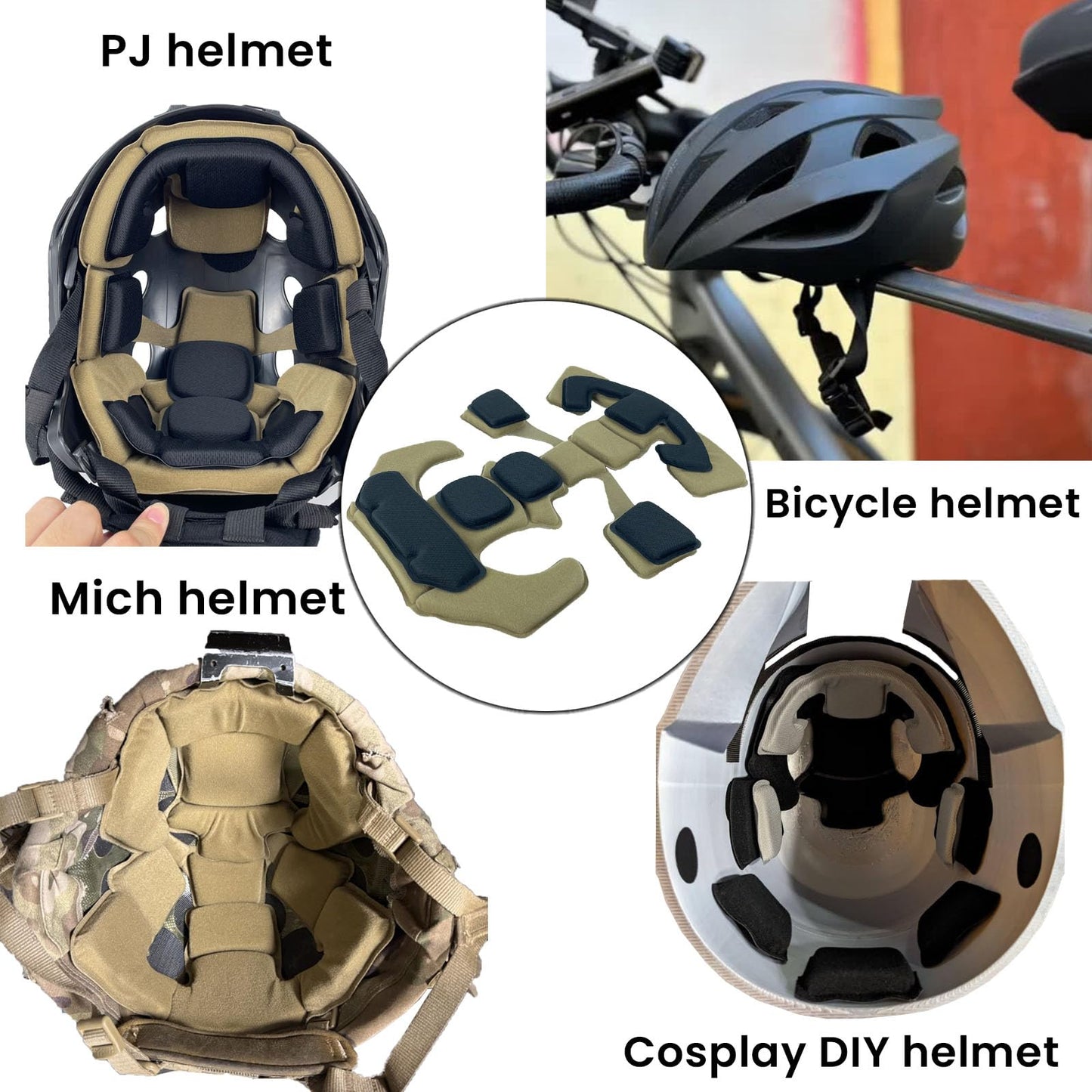 Tactical Helmet Protective Pads, Universal Replacement Memory Foam Helmet Padding Inserts, Shock Absorbing Cushion Kit for Fast/ACH/MICH/USMC/PASGT/Maritime Helmets