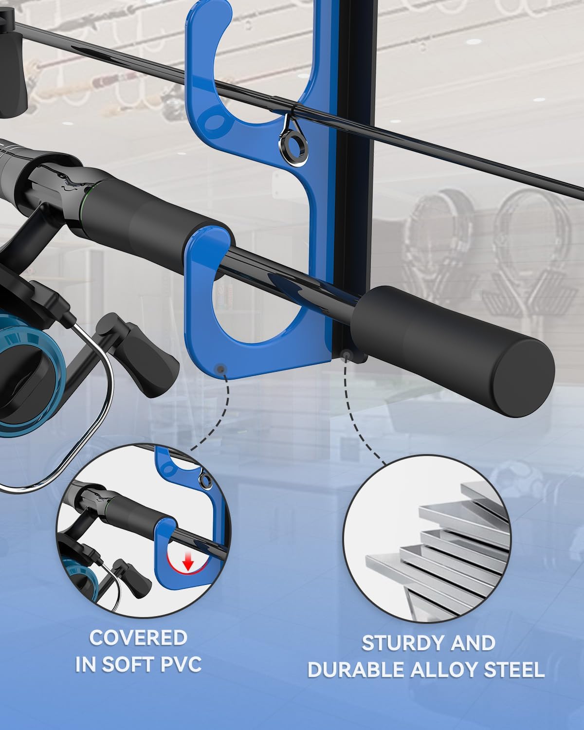 Skiennix Fishing Rod Holders - 5-Unit Wall & Ceiling Storage Rack for Most Fishing Rods | Durable Design
