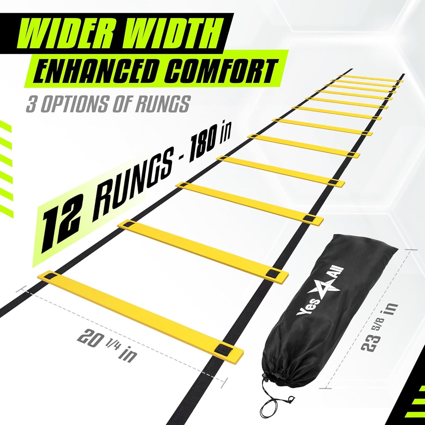 Yes4All Agility Ladder - Speed Training Equipment for All Ages | Adjustable, Durable & Portable with Carry Bag
