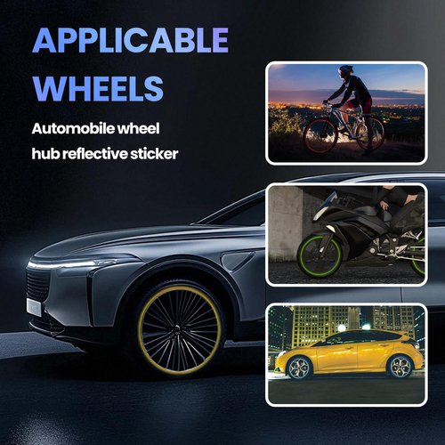 40 Pcs Reflective Wheel Rims Strip Sticker, Car Wheel Decorative Stripe Stickers, Night Safety Warning Stickers, Reflective Decoration Strips for Car Motorcycle Bicycles