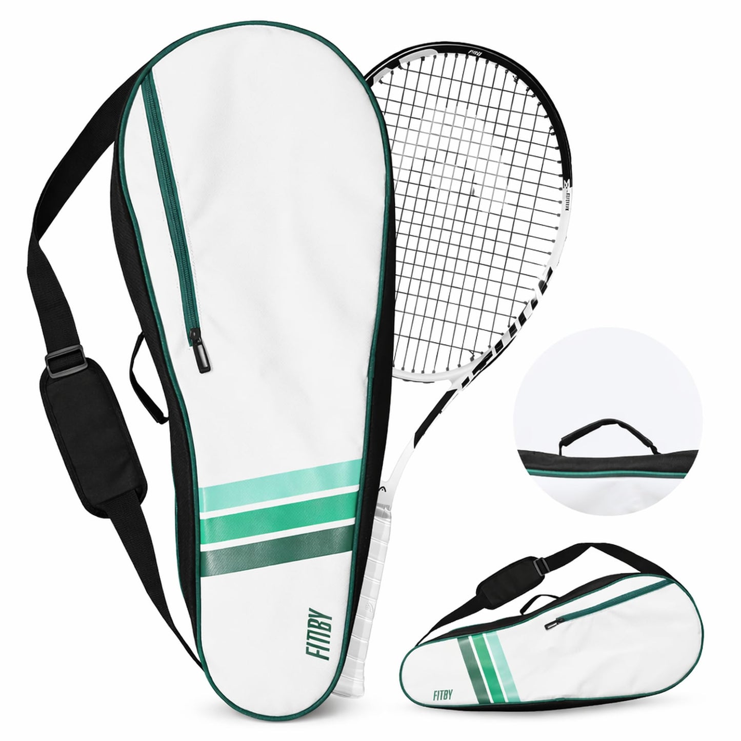 Tennis Bag for Men & Women - Lightweight Durable Racquet Bag with Adjustable Shoulder Strap & Side Pockets - Fits Multiple Racquets - Black Tennis Racket Cover (27" x 10")