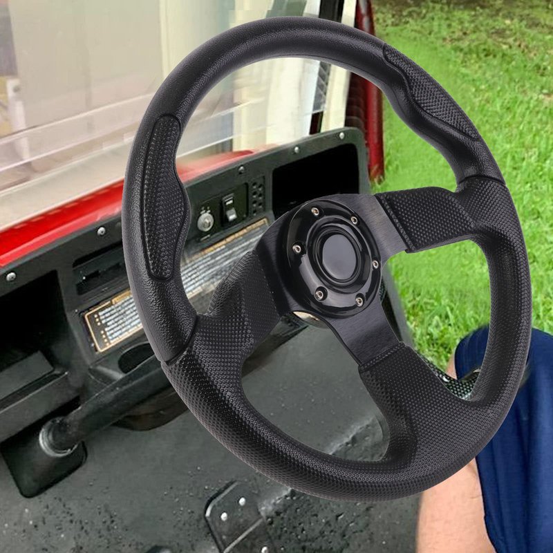 YEHICY 13.7" Golf Cart Steering Wheel for EZGO RXV TXT, Club Car DS, Club Car Precedent and Yamaha Universal Black EZGO Steering Wheel