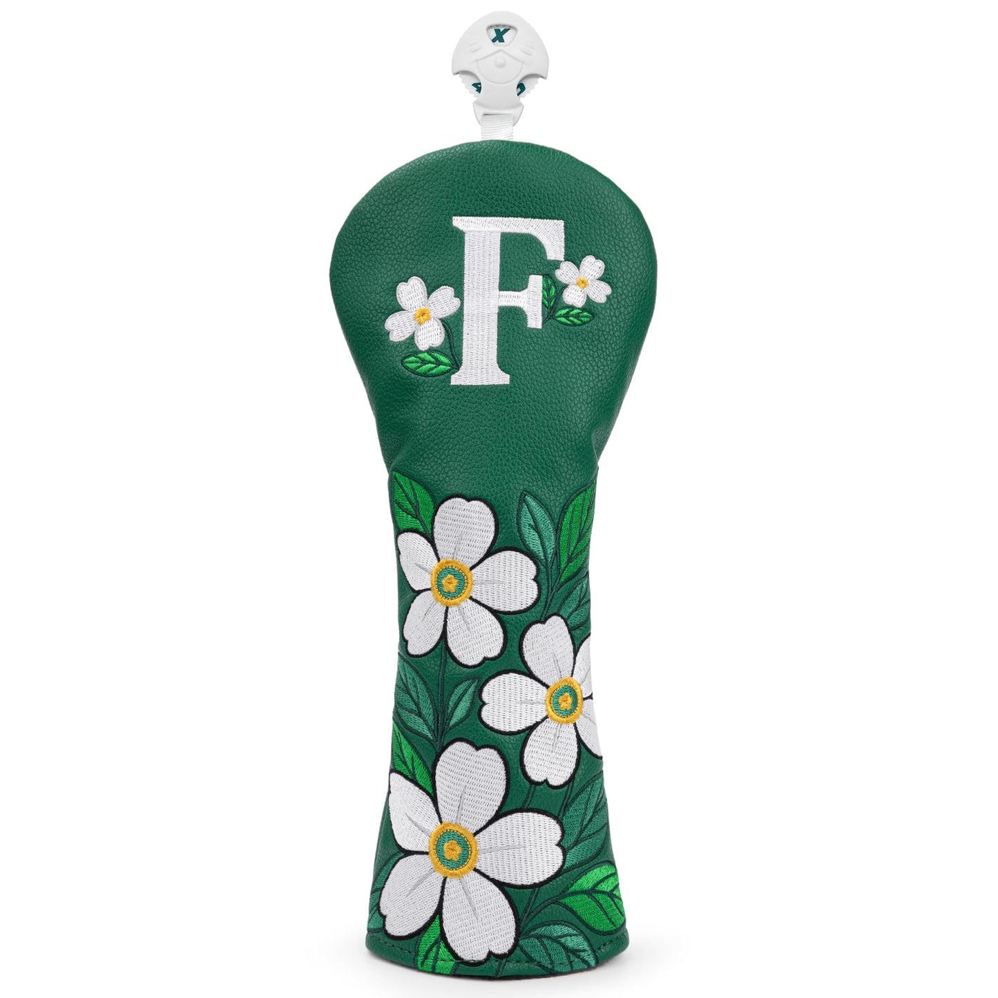 Golf Club Covers for Women Men Golfers, Green with Blooming Flowers Golf 3 Wood Cover Fairway Wood Headcover Rotatable # 3 4 5 7 X, Great Golf Gifts for Women (Fairway Wood Cover)