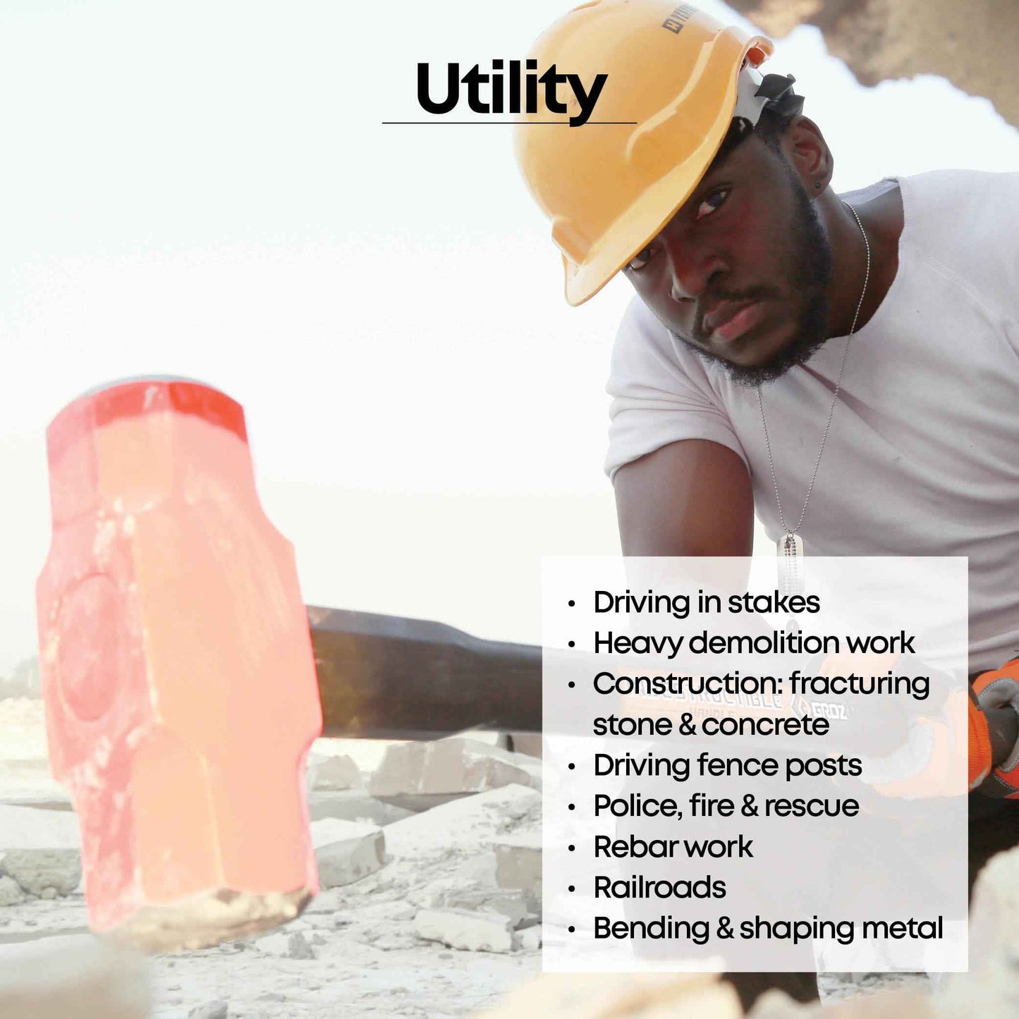 Groz 34510 24" Indestructible Sledge Hammer, 6 lb