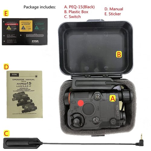 IR Laser for ar - 15 PEQ 15 PEQ Box Airsoft Flashlight Attachments Infrared Laser for AEG GBB CQB Tactical Remote Switch Mount Kit Black