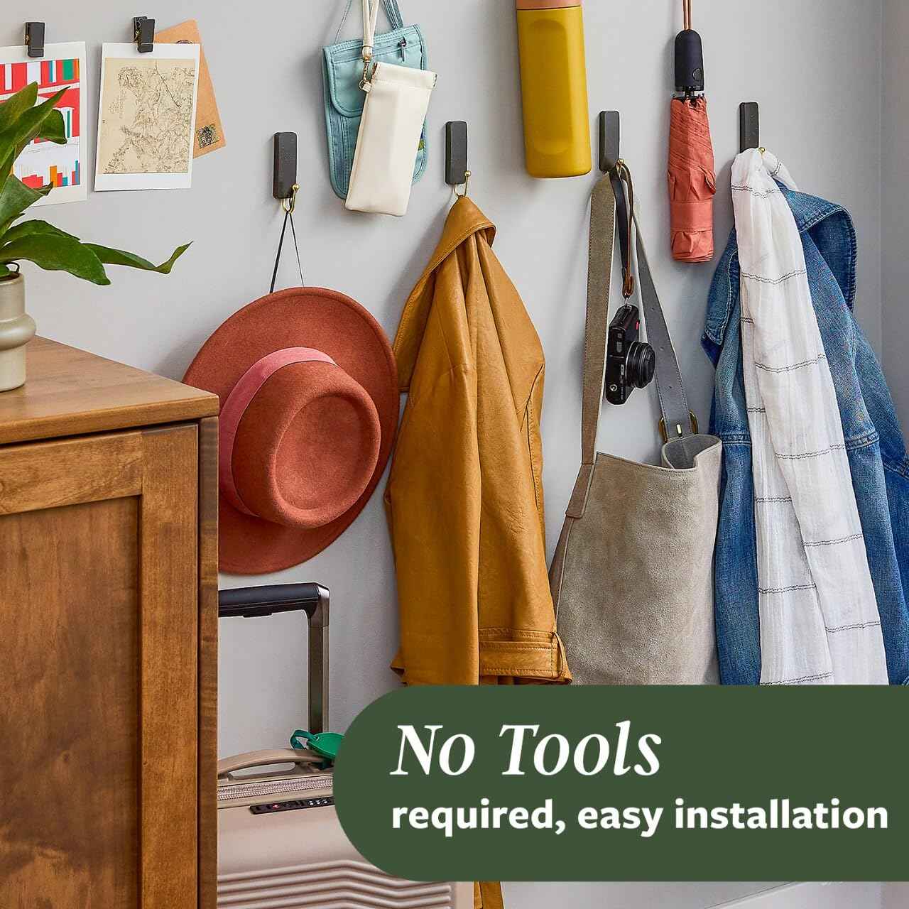 Command Medium Rosemary Wall Hooks, 4 Coat Hooks and 6 Command Strips, Damage-Free Hanging with Adhesive, No Tools Great for Hanging Home Decor, Holds up to 3 lb