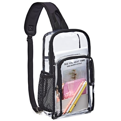 Edraco Clear Sling Bag for Concert & Stadium Approved, Shoulder Backpack for Men & Women - Holds Phone, Wallet, Keys, Power Bank