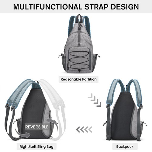 G4Free Pickleball Bag, Men's and Women's Pickleball Backpack, Adjustable Crossbody Sling Bag, Lightweight Ball Paddle Backpack,Light Grey
