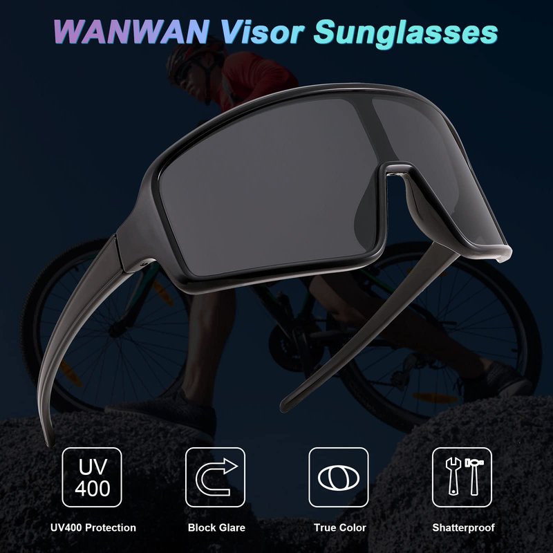 WANWAN Men and Women's Sunglasses, Cycling Sports Glasses 80s Baseball Glasses for Youth Kids Teens
