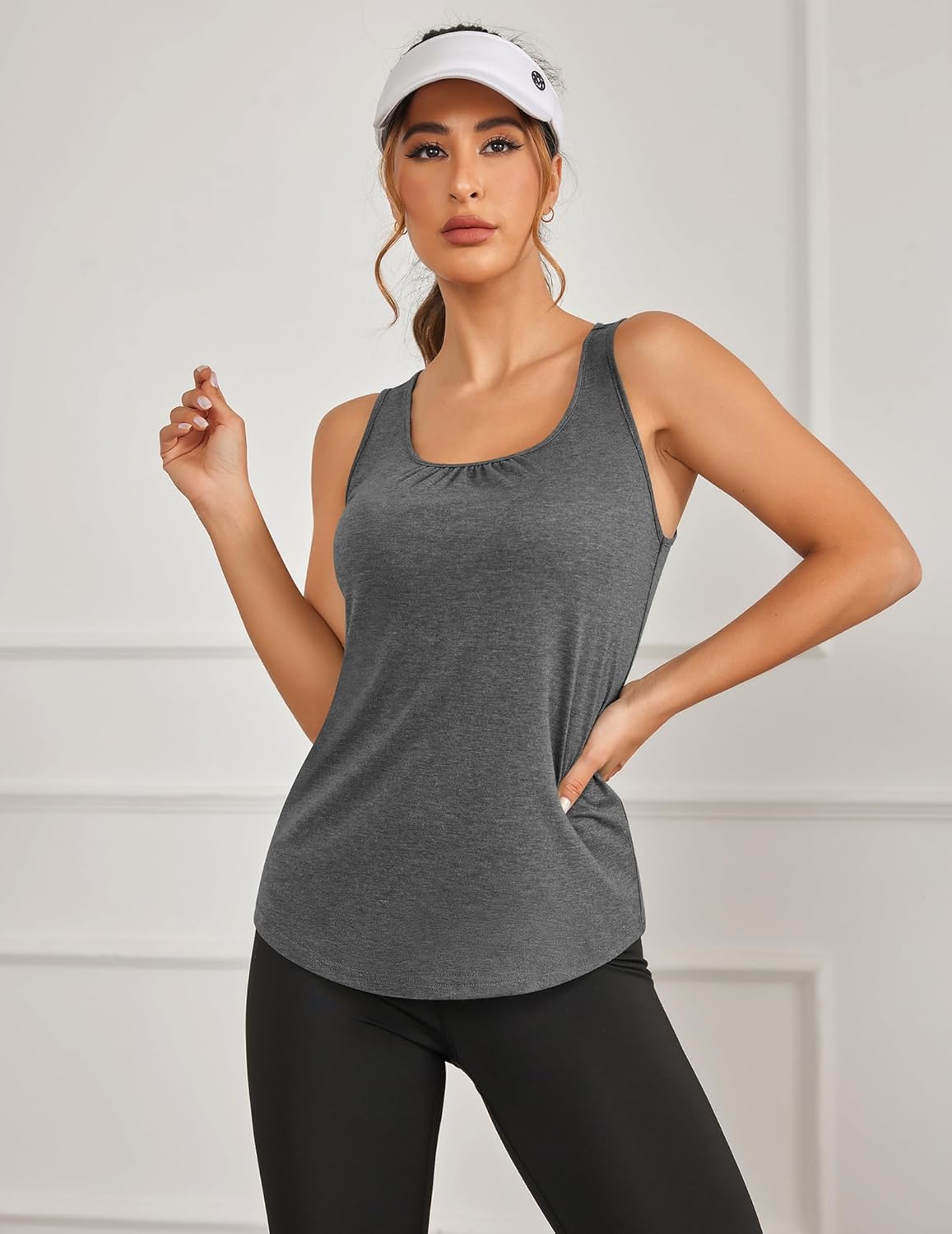 PINSPARK Women's Racerback Workout Tank Tops - Lightweight Sleeveless Athletic Shirts | 2-Pack S-3XL