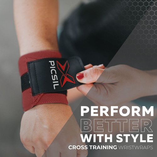 PICSIL - Wrist Support for Cross Training | Reduce Wrist Discomfort | High Performance | Elastic Nylon | Prevents Tendonitis | Ideal for Gym, Bodybuilding, Boxing, Calisthenics | Red