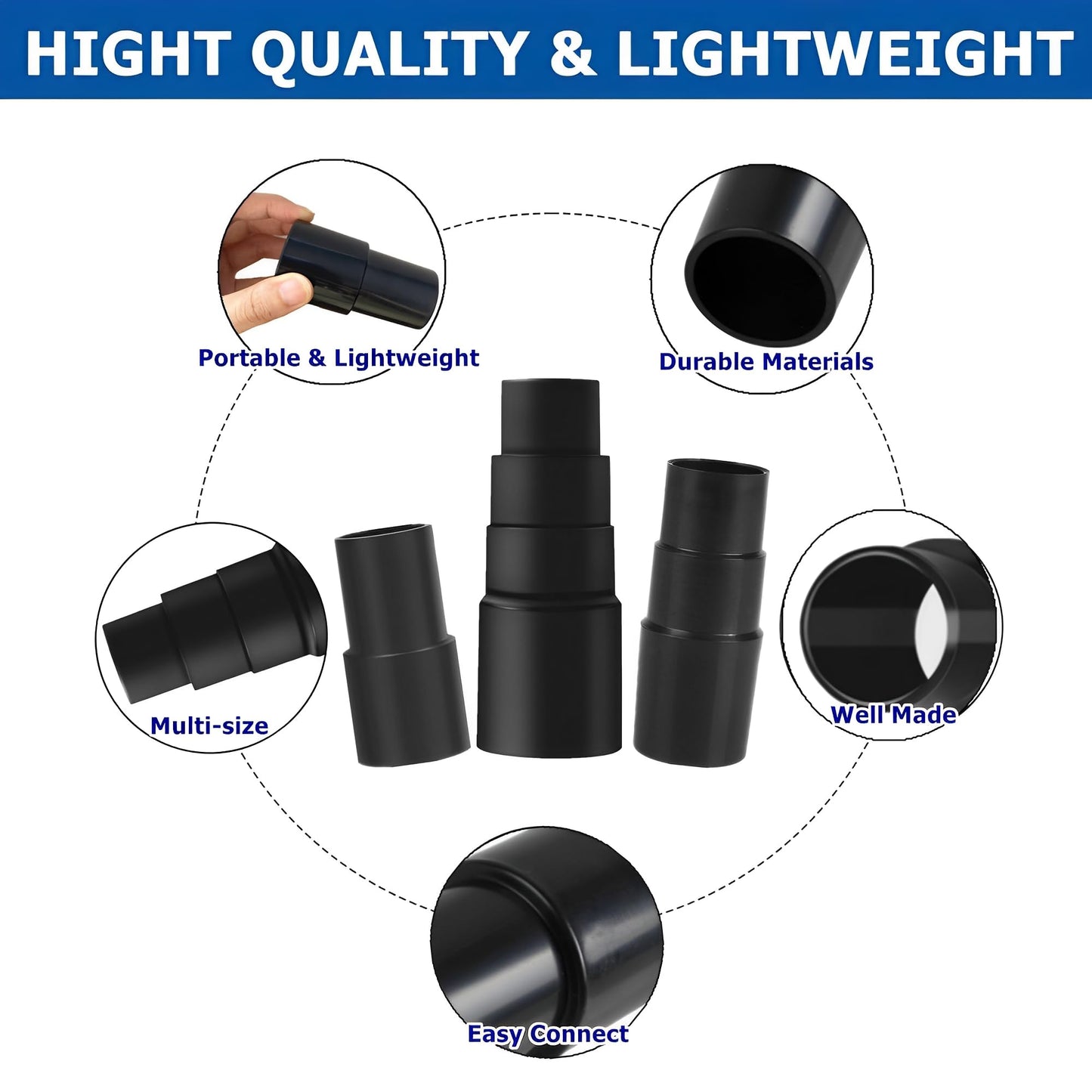 3Pcs Universal Vacuum Hose Adapter Wet Dry Vacuum Adapter for Shop Vacuum - Converts 1-3/8" to 1-1/4", 1-1/2" to 1-3/8" to 1-1/4", 1" to 1-1/8" to 1-3/8" to 1-5/8"