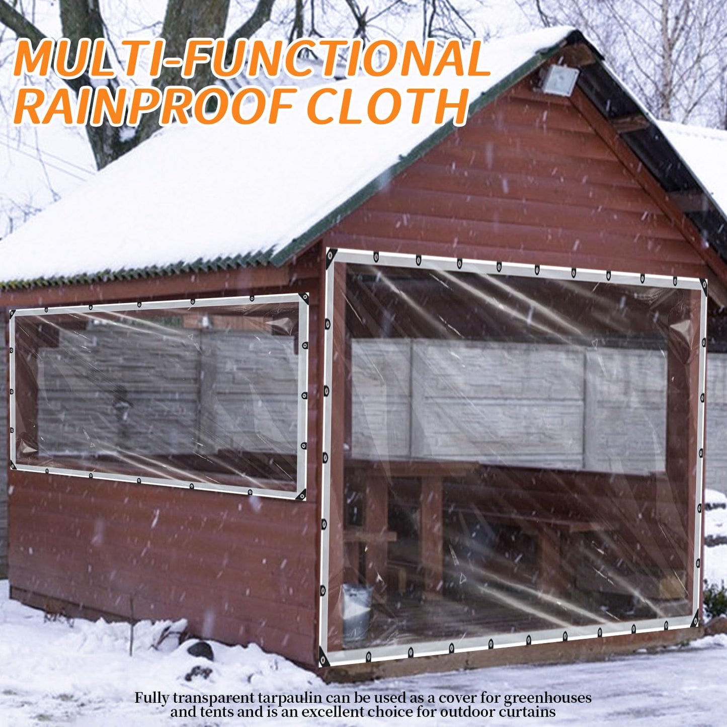 Clear Tarps Heavy Duty Waterproof, 6x10ft Upgraded Edge Heat Fused Tear Resistant,Clear Tarps with Grommetsfor Patio Fencing,Rain, Wind, Cold, Chicken Coops,and More（Windproof Rope and Tie-Downs）