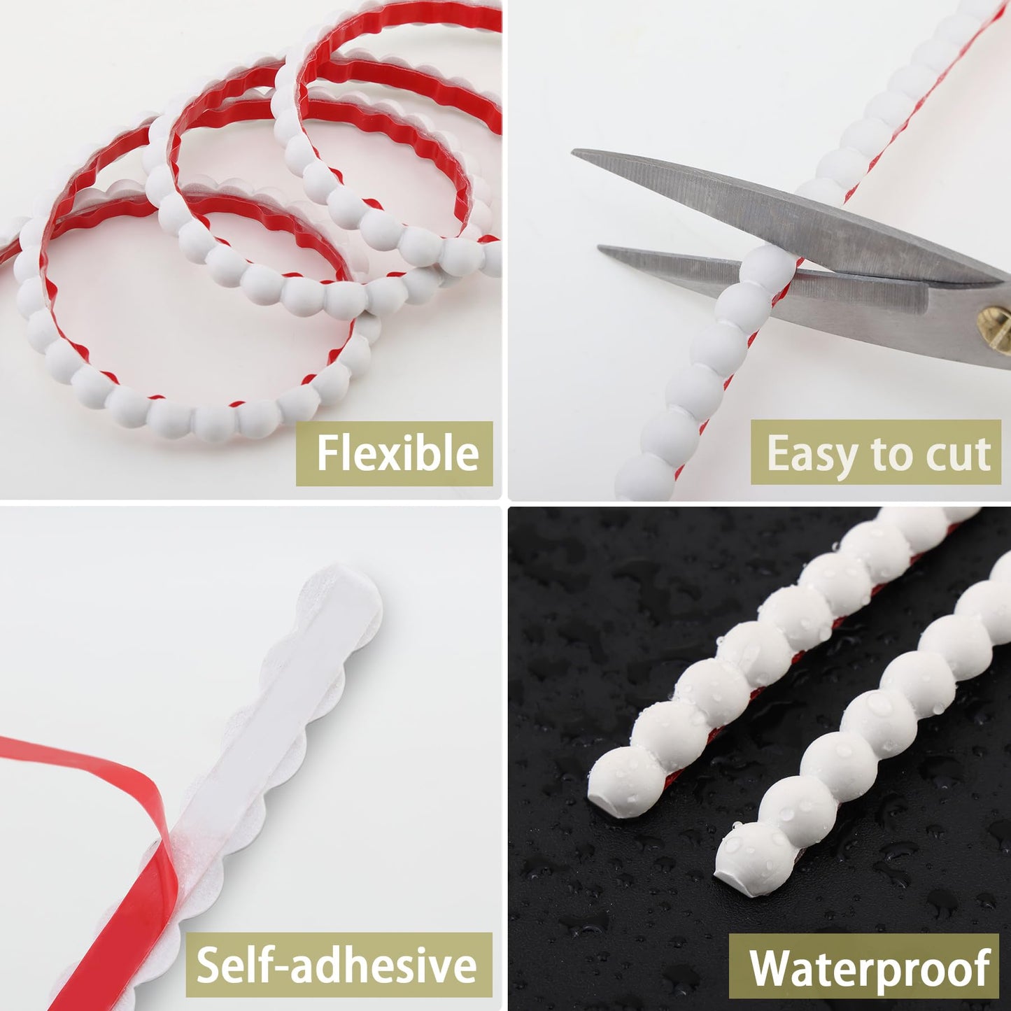 Trimold 118" x 0.39" Peel and Stick Unfinished Beaded Trim - Easy to Paint, Flexible DIY Craft Molding for Mirror Frame, Backsplash, Wall, Door, Cabinet, Dresser, Shelf