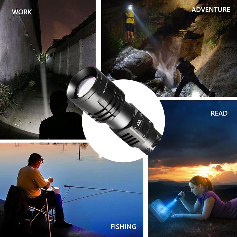 Rechargeable LED Flashlights 10000.00 High Lumens,𝟐𝟎𝟐𝟔 𝐍𝐞𝐰 High Powered Waterproof Tactical Flashlight Spotlight Flashlight for Home, Bright Flashlight Black for Outdoor Camping Emergency