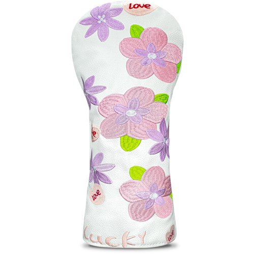 Golf Head Cover Golf Club Peach Blossom Design Golf Covers PU Headcovers Set Fits Driver Fairway Wood Hybrid Utility Woods Iron Wedge Headcover.