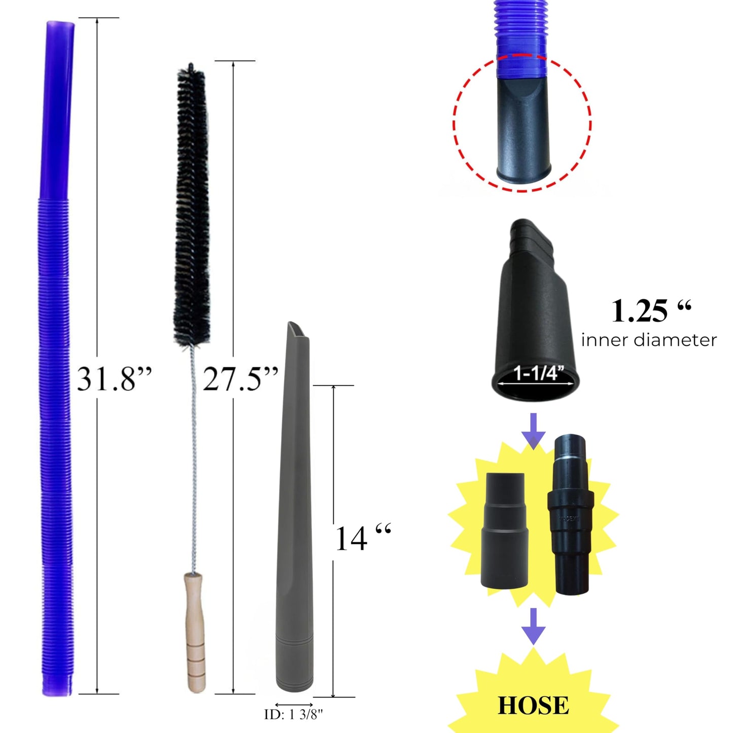 Dryer Vent Cleaner Kit with Extra-Long Flexible Crevice Tool for Shark Navigator NV350 Rocket HV300 HV301 HV322 HV371 HV372 Stratos AZ3002 Rotator NV500 NV501 (Replacement Vacuum Attachments)
