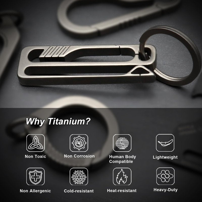 Titanium Belt Loop Key Holder Heavy Duty Quick Release Tactical Keychain Clip with Key Ring for Men and Women