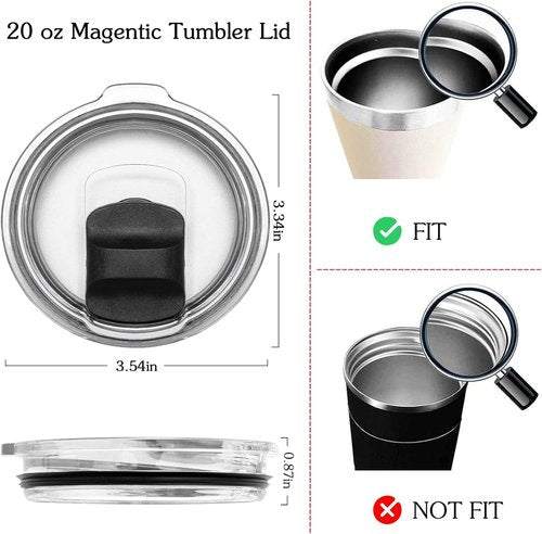 Amazleer 3 Pack 20 oz Magnetic Tumbler Lid with 3 Magnetic Slider Replacement, 20 oz Replacement Lid for Yeti Lids Old Style Rtic Coffee Tumbler, Magneti Spill Proof Tumbler (Black)