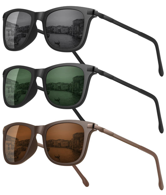 MEETSUN Small Polarized Sunglasses for Men Classic Retro Square Frame UV Protection Sunglasses for Fishing Driving