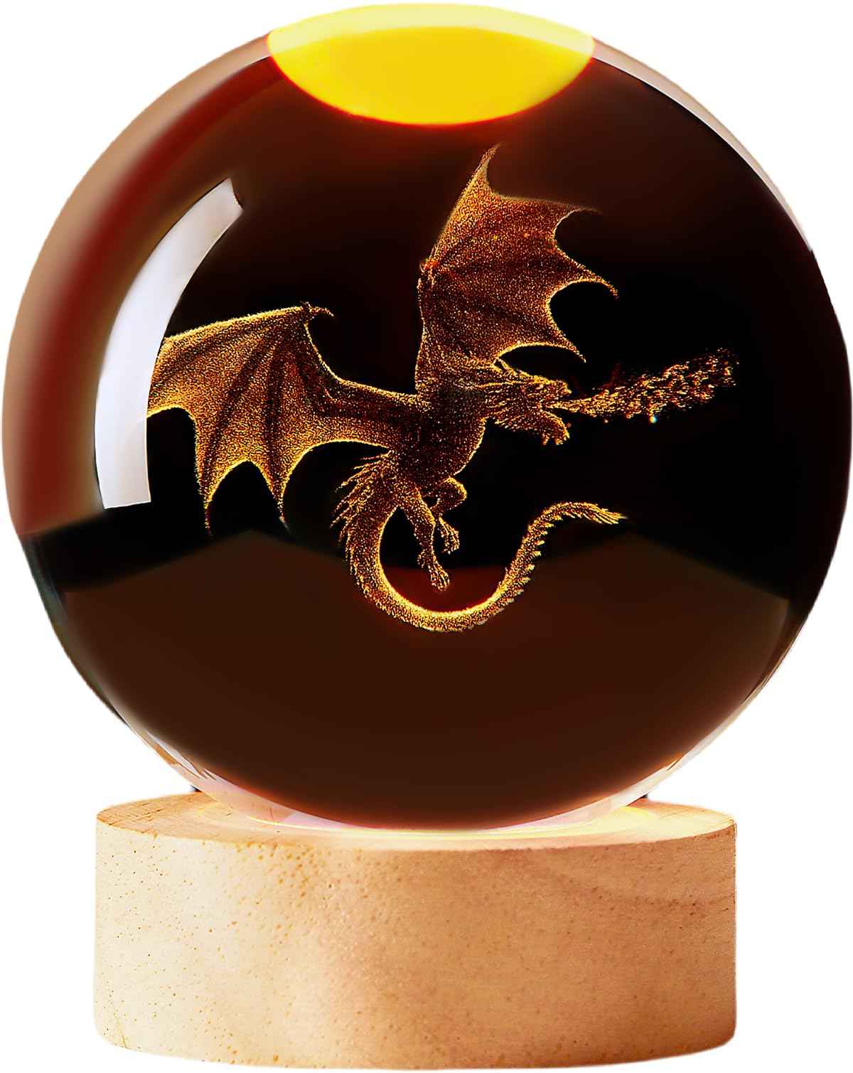 3D Dragon Crystal Night Light, 3.15 Inch Crystal Ball Lamp with Remote 16 Color Change, Dragon Figurines Toy Gifts for Birthday Christmas