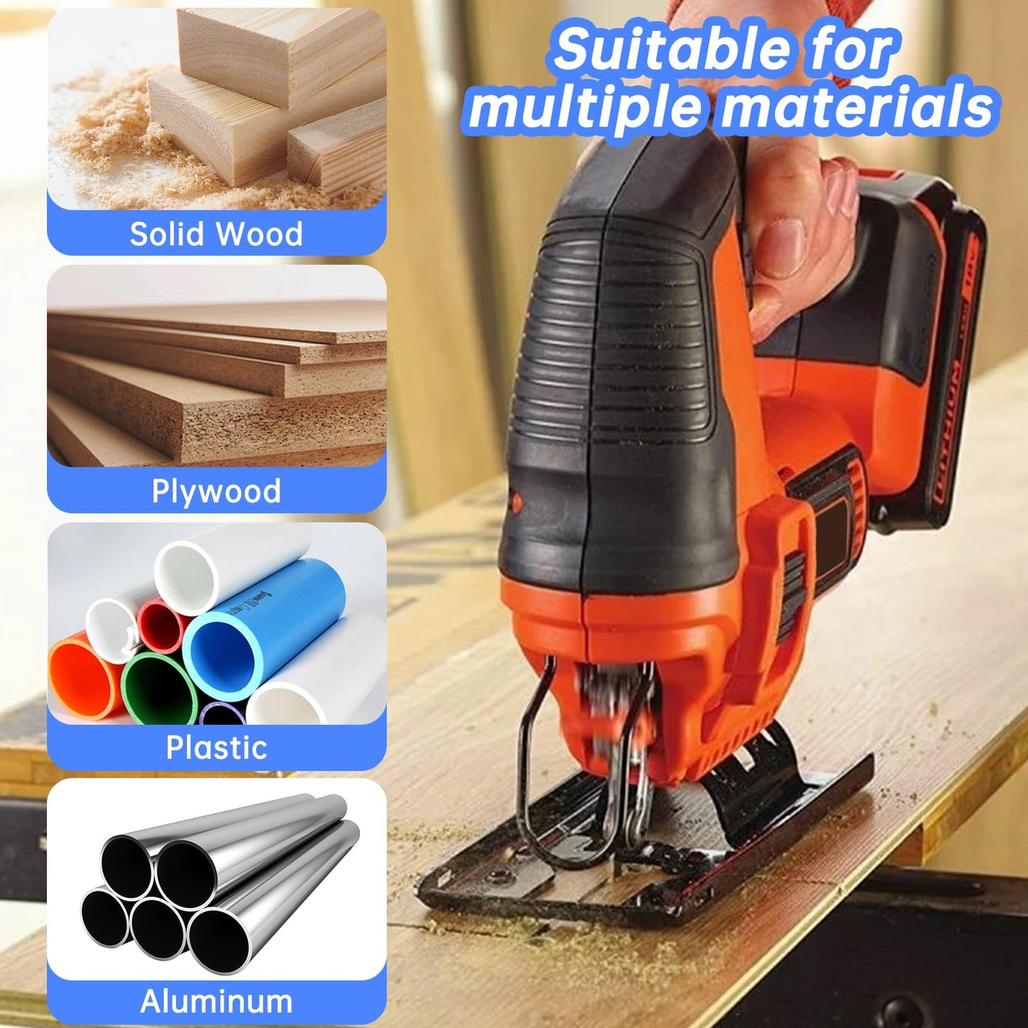 T Shank Jigsaw Blades Compatible with Black and Decker,25PCS Multi-Purpose HCS Jigsaw Blades Set Compatible with Black and Decker (T101AO, T144D, T118B, T118A, and T101B,Each 25pcs)