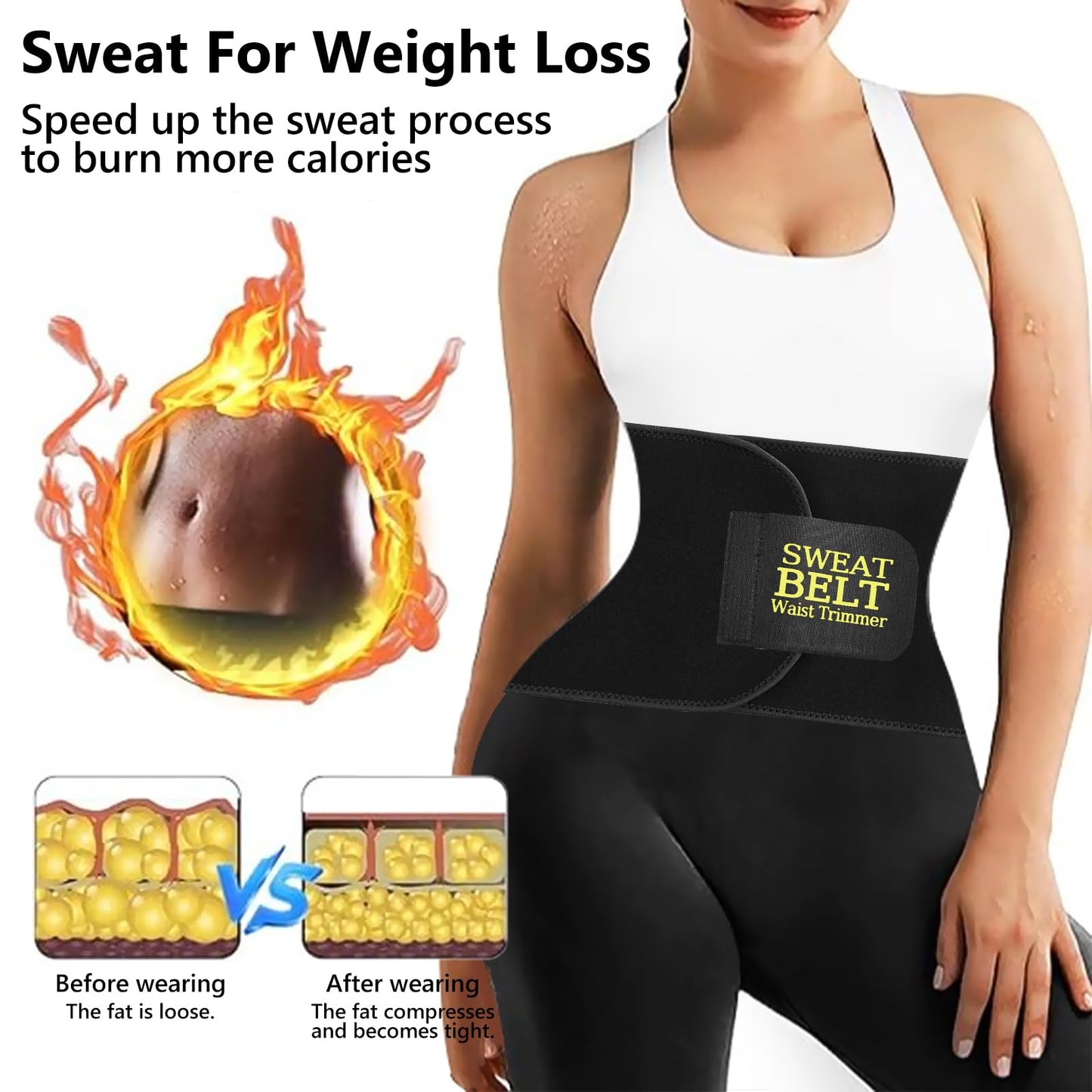 AMZBOSS Waist Trainer for Women Lower Belly Fat, Waist Sweat Band for Women, Belly Band Sweat Belt, Stomach Wrap, Faja Body Shaper (BLACK, X-Large)