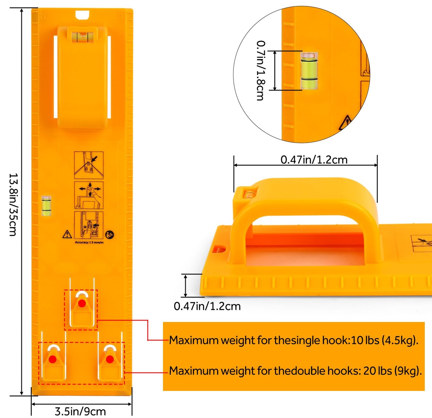 Picture Hanging Kit with Position Nail, Picture Hanging Tool with Level, Perfect Wall Picture Hanger for Frame, Art, Painting, Photo, Poster