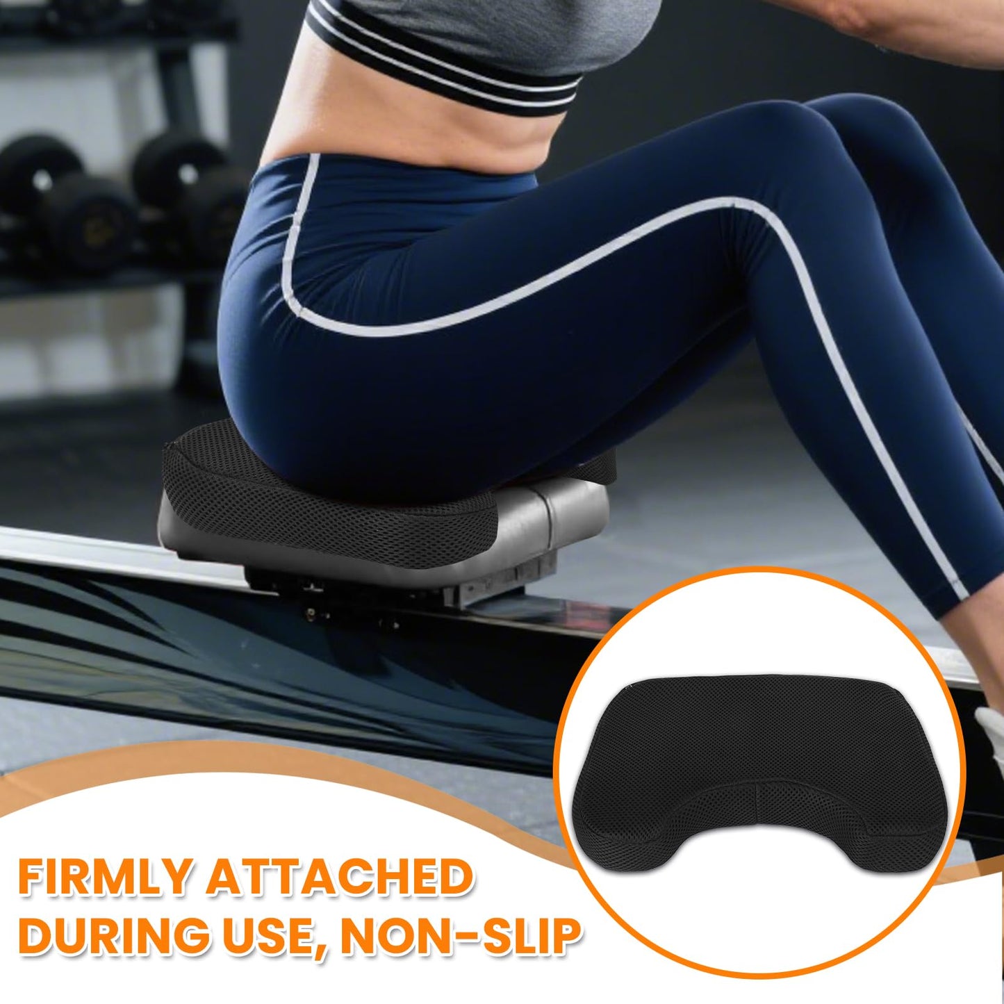 Rowing Machine Seat Cushion, Rowing Machine Seat Cushion Compatible with Concept 2 Rower, Hydrow, Peloton and More Rowing Machines, Concept 2 Rower Accessories(Black)