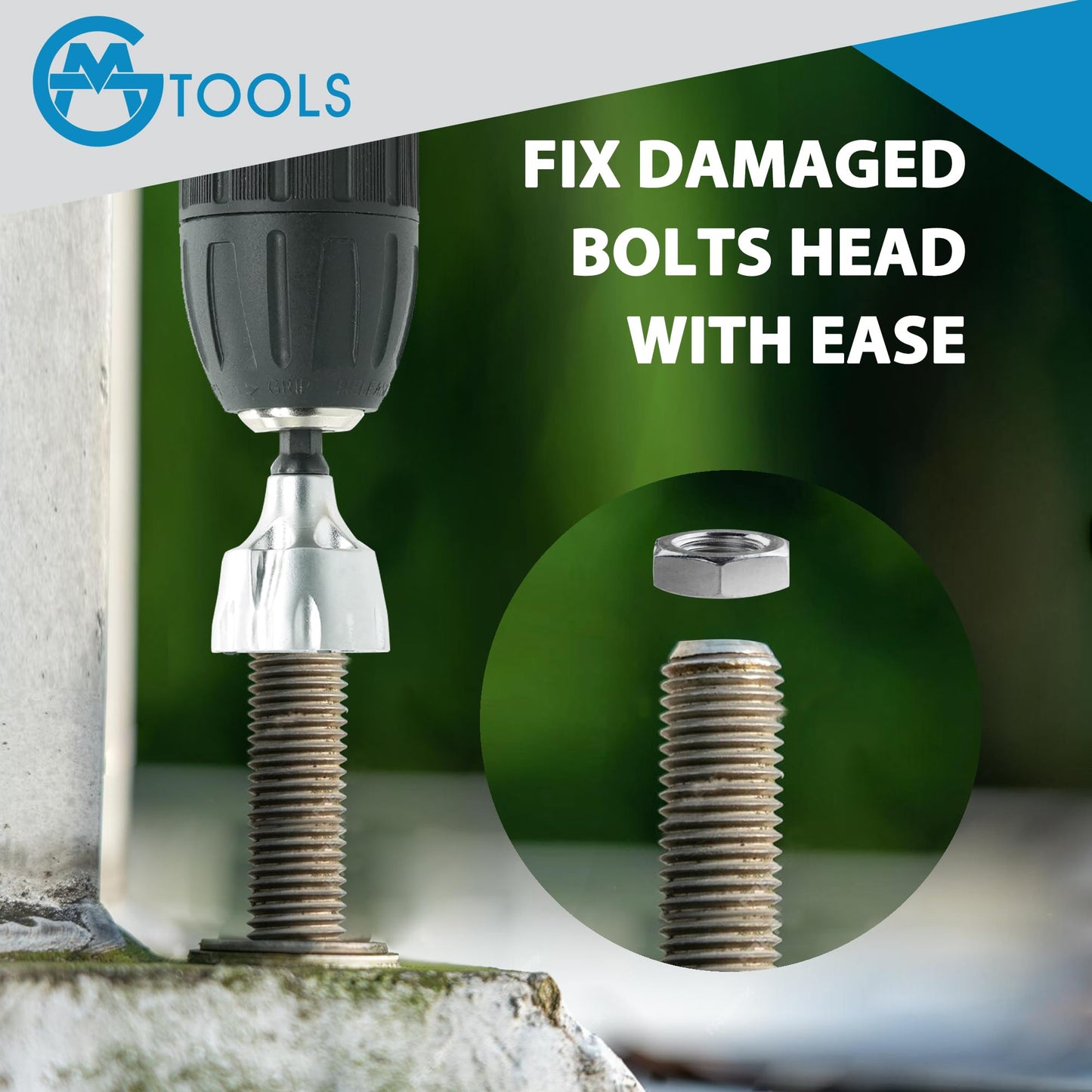 GMTOOLS Deburring External Chamfer Tool with YG8 Carbide Blade, Deburring Drill Bit Set, Remove Burr Tools with Quick Release Shank, Repair Tools for Damaged Bolts Fits for 1/8"- 3/4" (3mm-19mm)